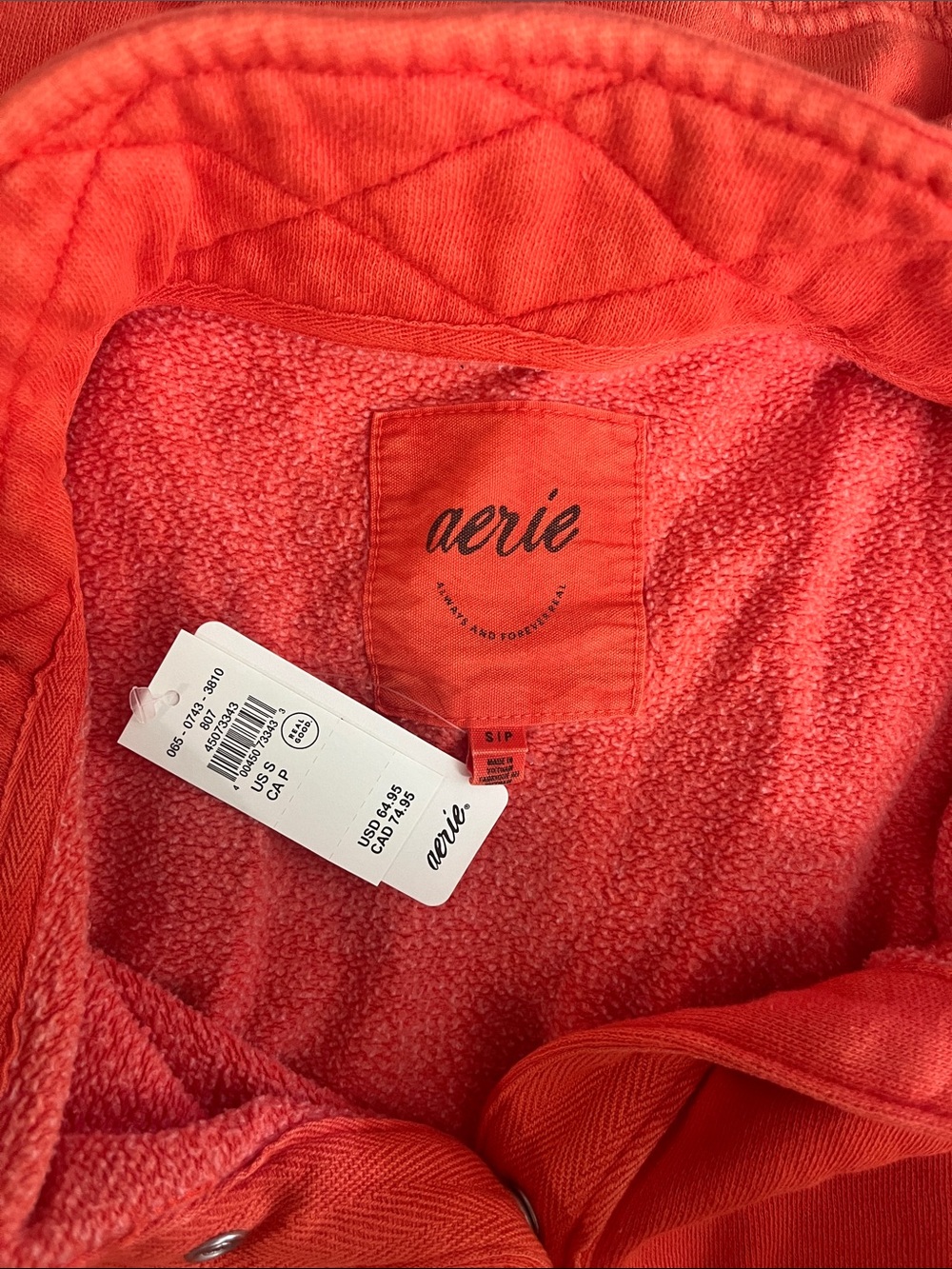 Red/Orange Snap-Placket Pullover Sweatshirt - Picture 6 of 6